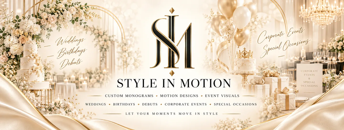 Style in Motion artwork with weddings, birthdays, debuts, corporate events and special occasions