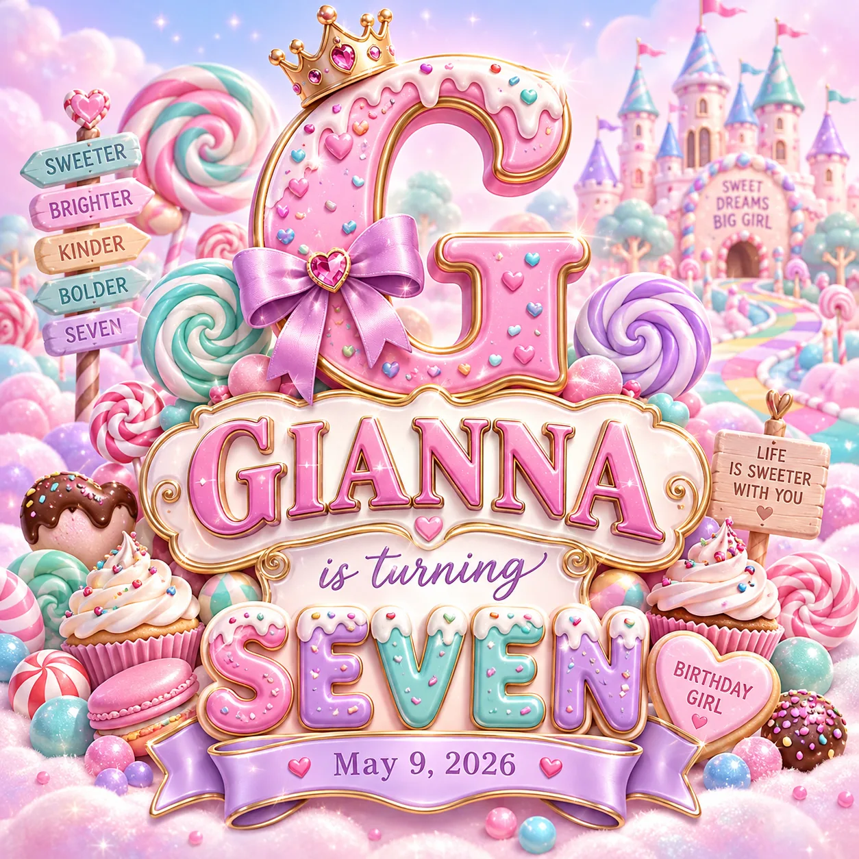Colorful Candyland birthday design sample