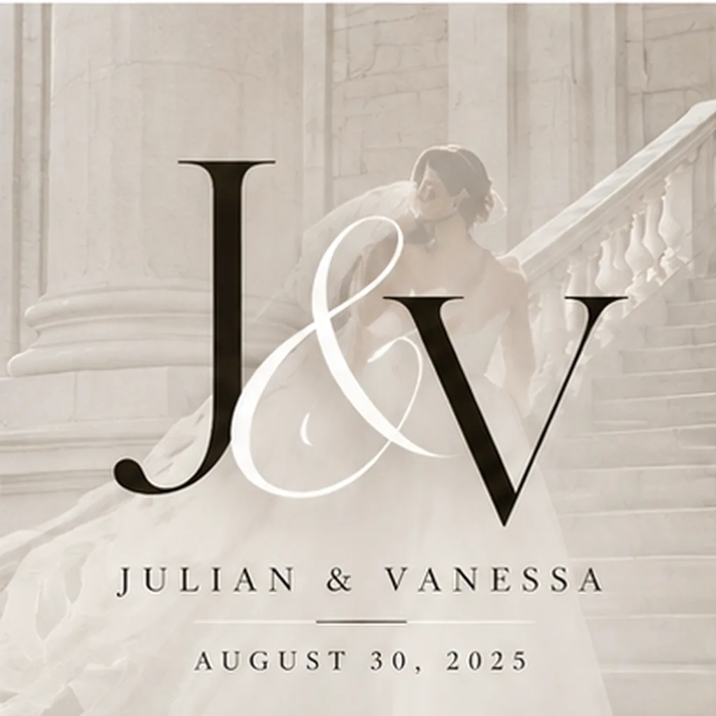 Wedding monogram sample for Julian and Vanessa